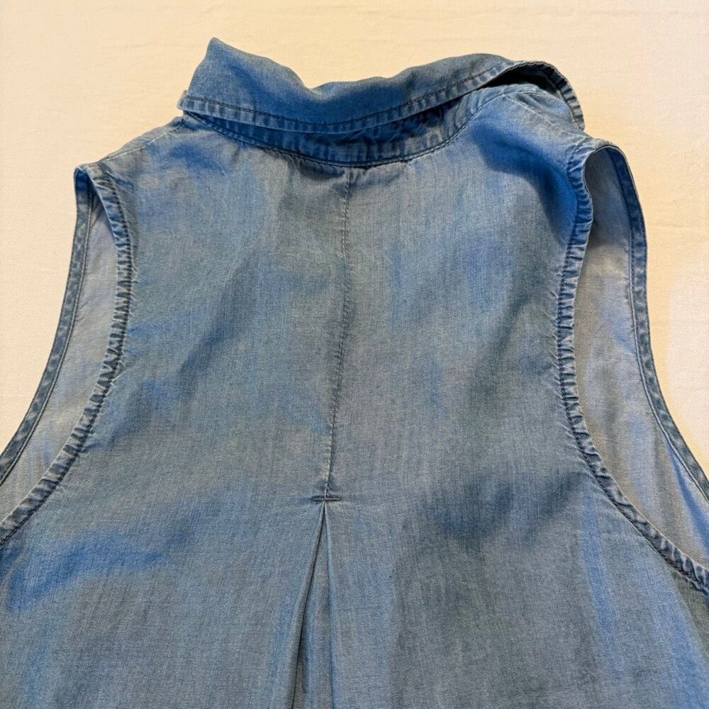 Thread & Supply Chambray Sleeveless Blouse | Lyocell Soft Wash Blue | Size S - Picture 9 of 10